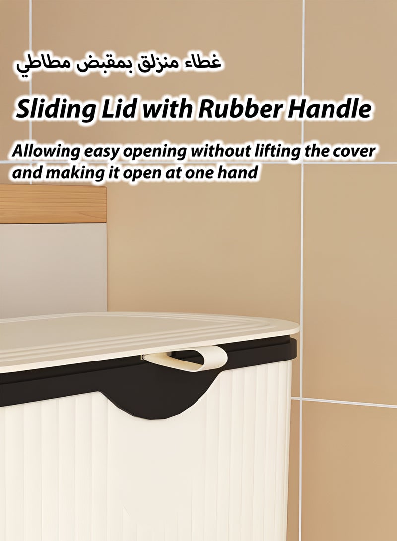 Toshionics 2-Layer Slim Kitchen Trash Can with Storage Shelf & Wheels | Covered Garbage Bin Organizer with Sliding Lid | Narrow Wastebasket for Bathroom, Bedroom, Living Room & Office - Image 4